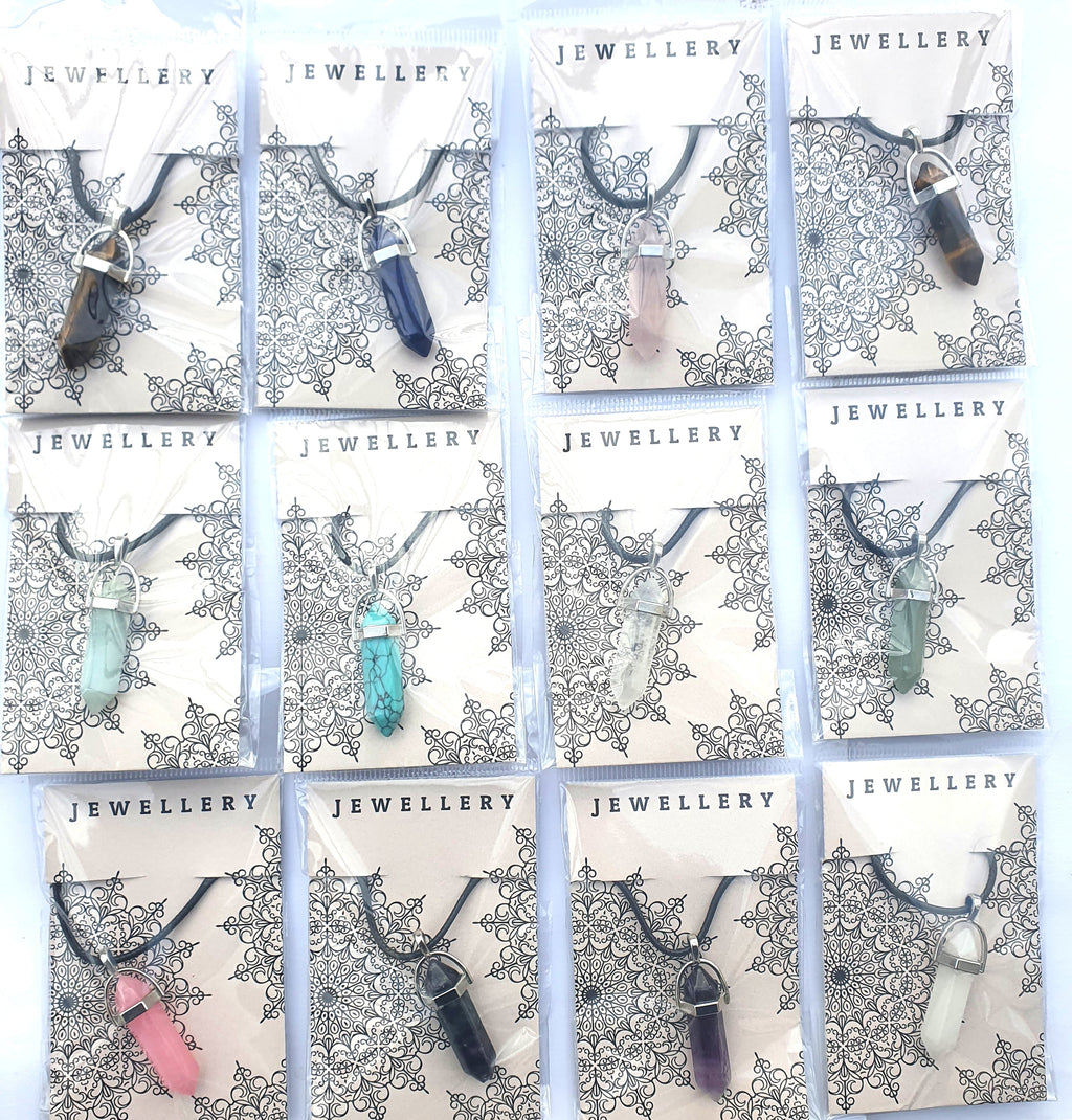 Crystal Pointed Pendant Necklace - Rose Quartz-1