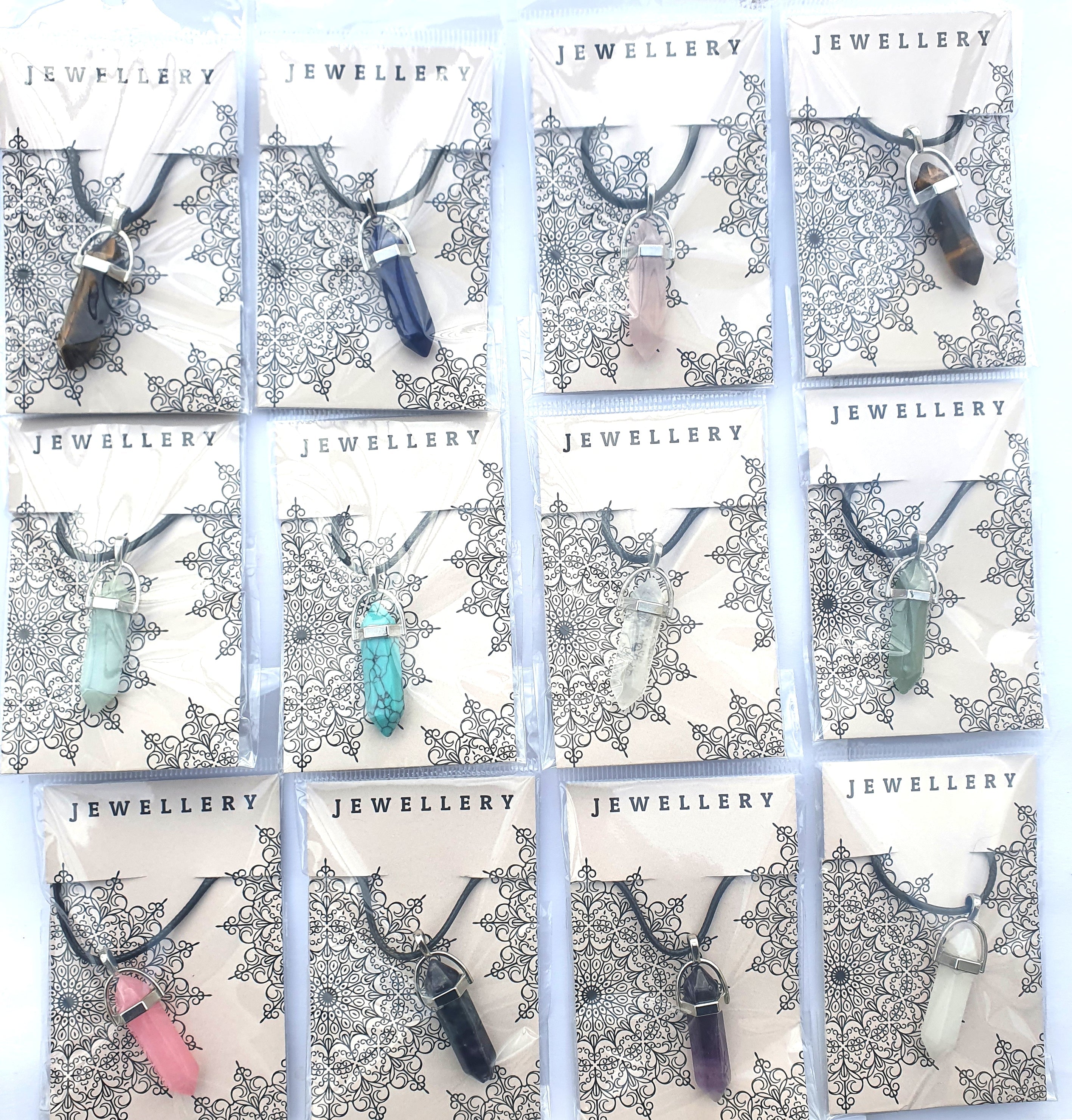 Crystal Pointed Pendant Necklace - Rose Quartz-1